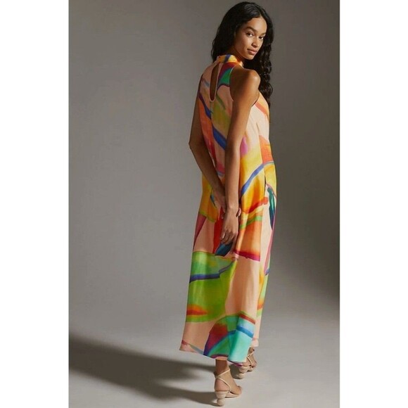 Anthropologie Farm Rio Halter Dress Abstract NWT Size 2X MSRP $230.00 - Picture 3 of 14